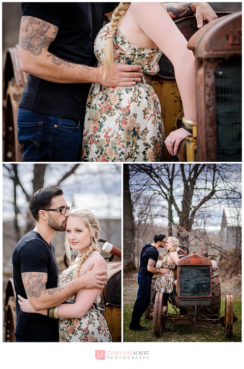 fiancailles, engagement, cumberland heritage village museum, vintage, gas station, barn, old house, ottawa, rockland, photographer, photographe, genevieve albert photographs, train, railroad