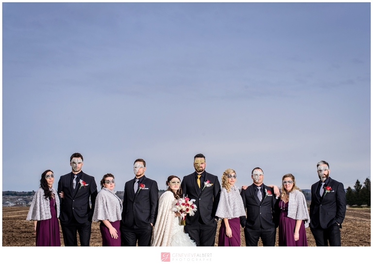mariage de nuit, bal masqué, Masquerade Night wedding, halloween wedding, rockland, ontario, genevieve albert photographer