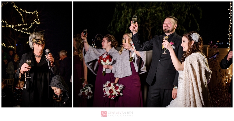 mariage de nuit, bal masqué, Masquerade Night wedding, halloween wedding, rockland, ontario, genevieve albert photographer