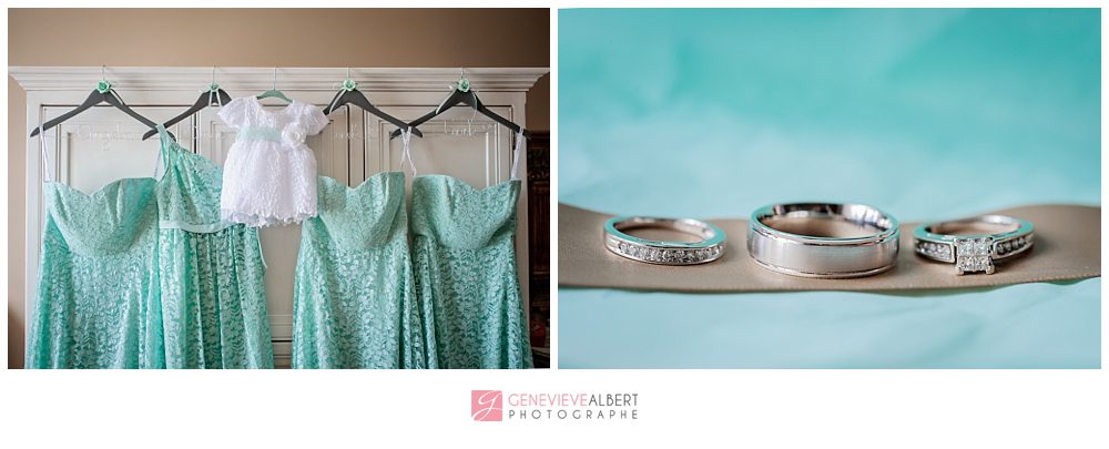 mariage, wedding, photographe de mariage, genevieve albert, rockland, ontario, river rock inn, cumberland heritage museum, mint, blush, vert menthe