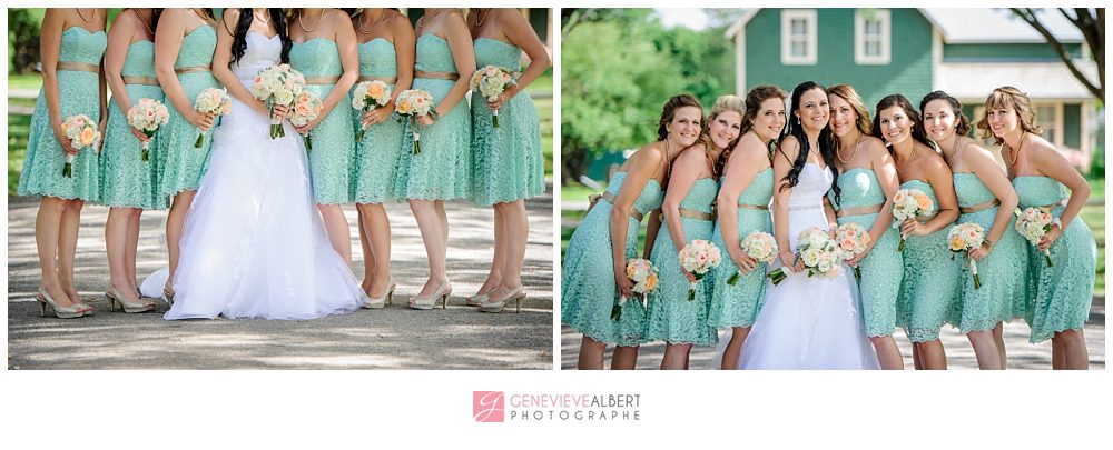 mariage, wedding, photographe de mariage, genevieve albert, rockland, ontario, river rock inn, cumberland heritage museum, mint, blush, vert menthe