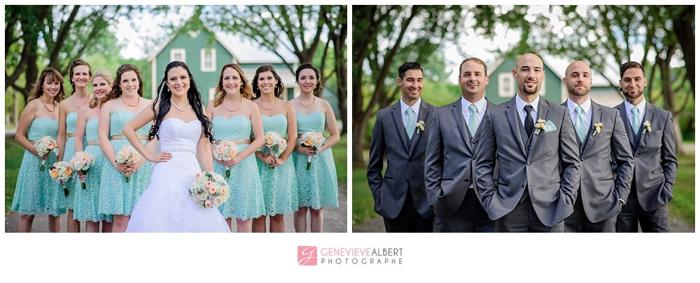mariage, wedding, photographe de mariage, genevieve albert, rockland, ontario, river rock inn, cumberland heritage museum, mint, blush, vert menthe
